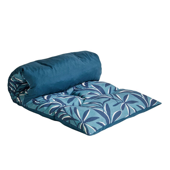 Long coussin de sol imprimé feuillage (bleu grisé) Long coussin de sol imprimé feuillage (bleu grisé)
